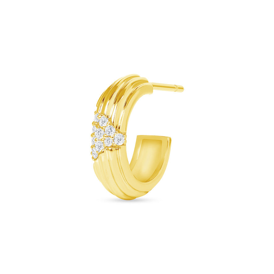 Mini Pillar Hoop Earring with Diamonds