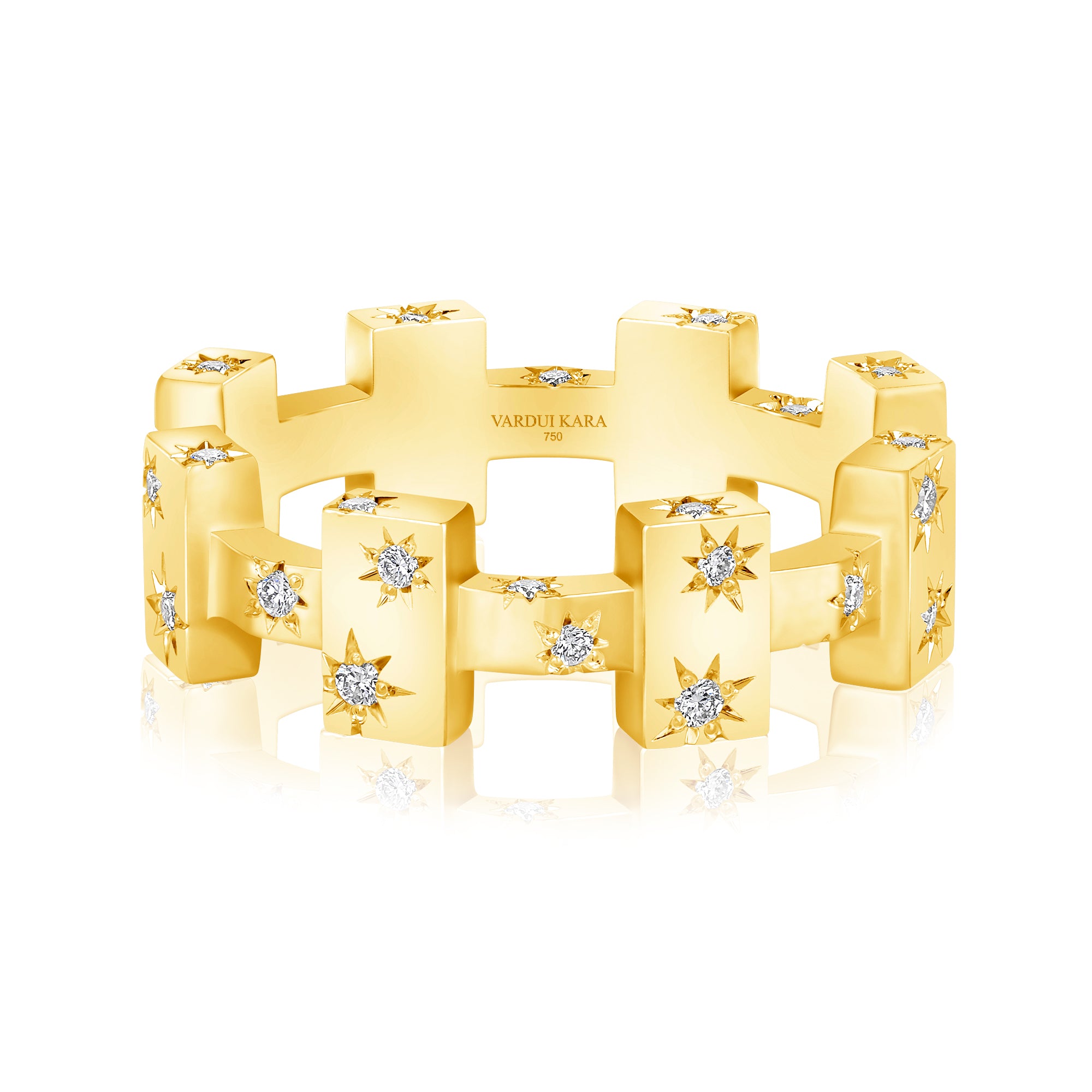 fortress starburst diamond ring 18 karat gold stacking ring vardui kara