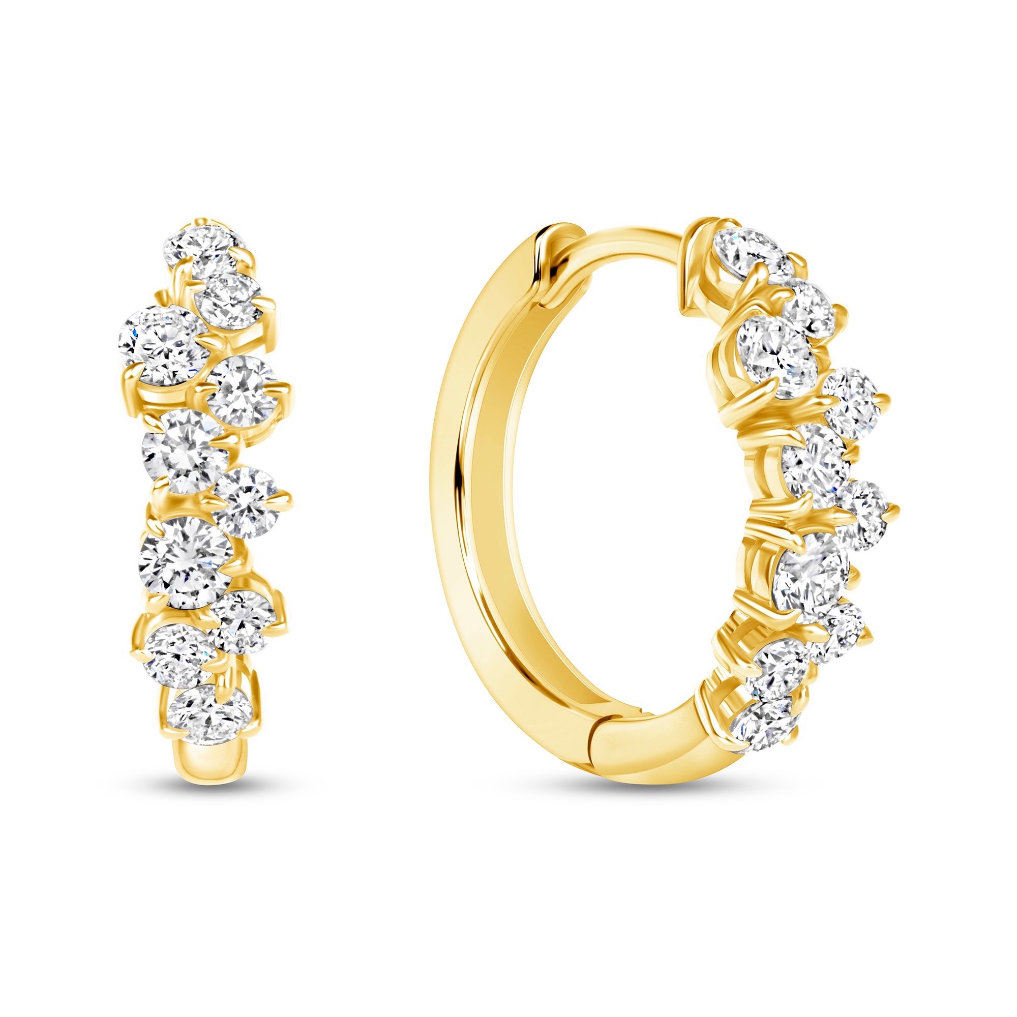 12.5mm Cluster Diamond Huggie Earring 14k gold vardui kara