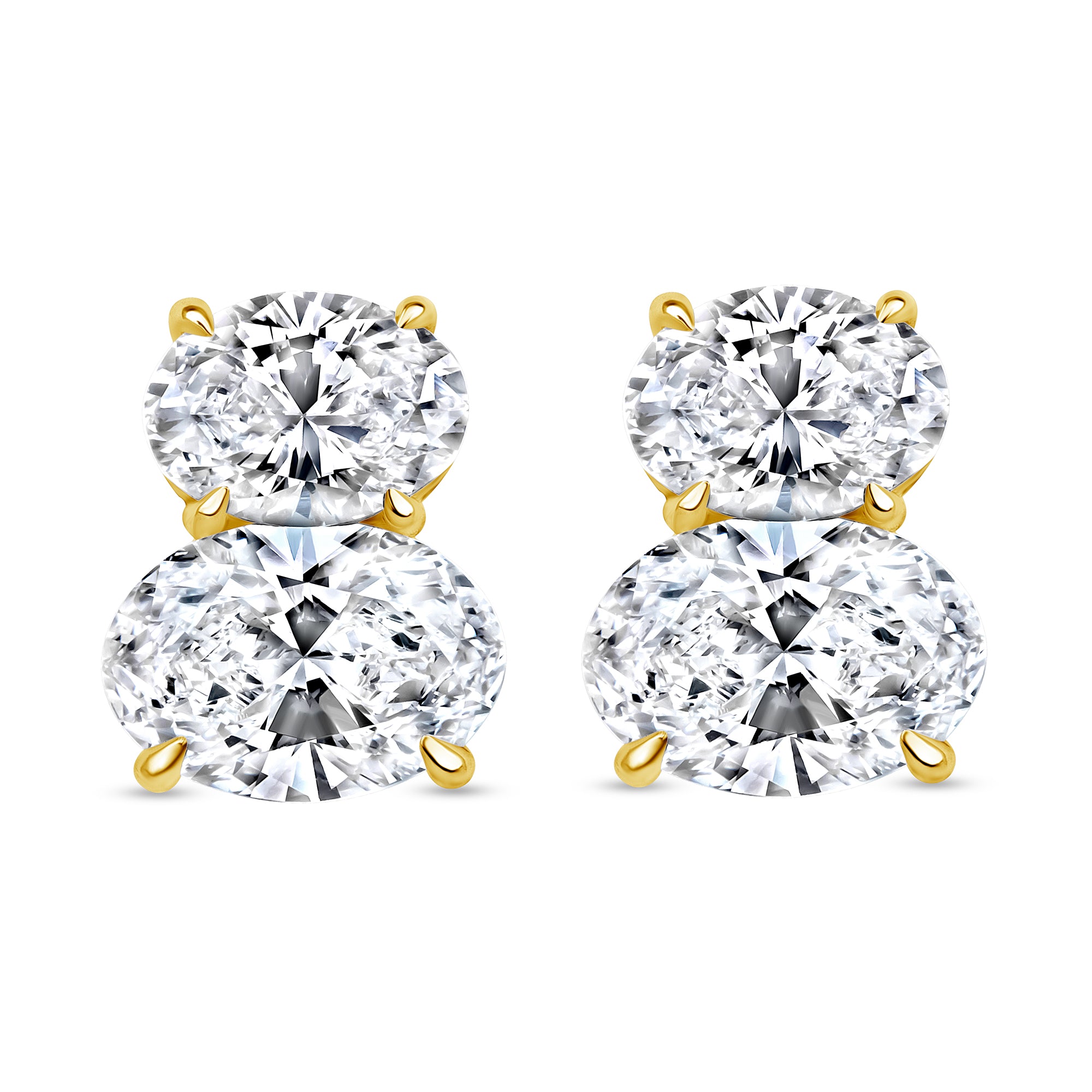 lab grown diamond oval duet stud earrings 14k gold vardui kara