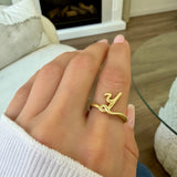 custom script armenian initial ring gold
