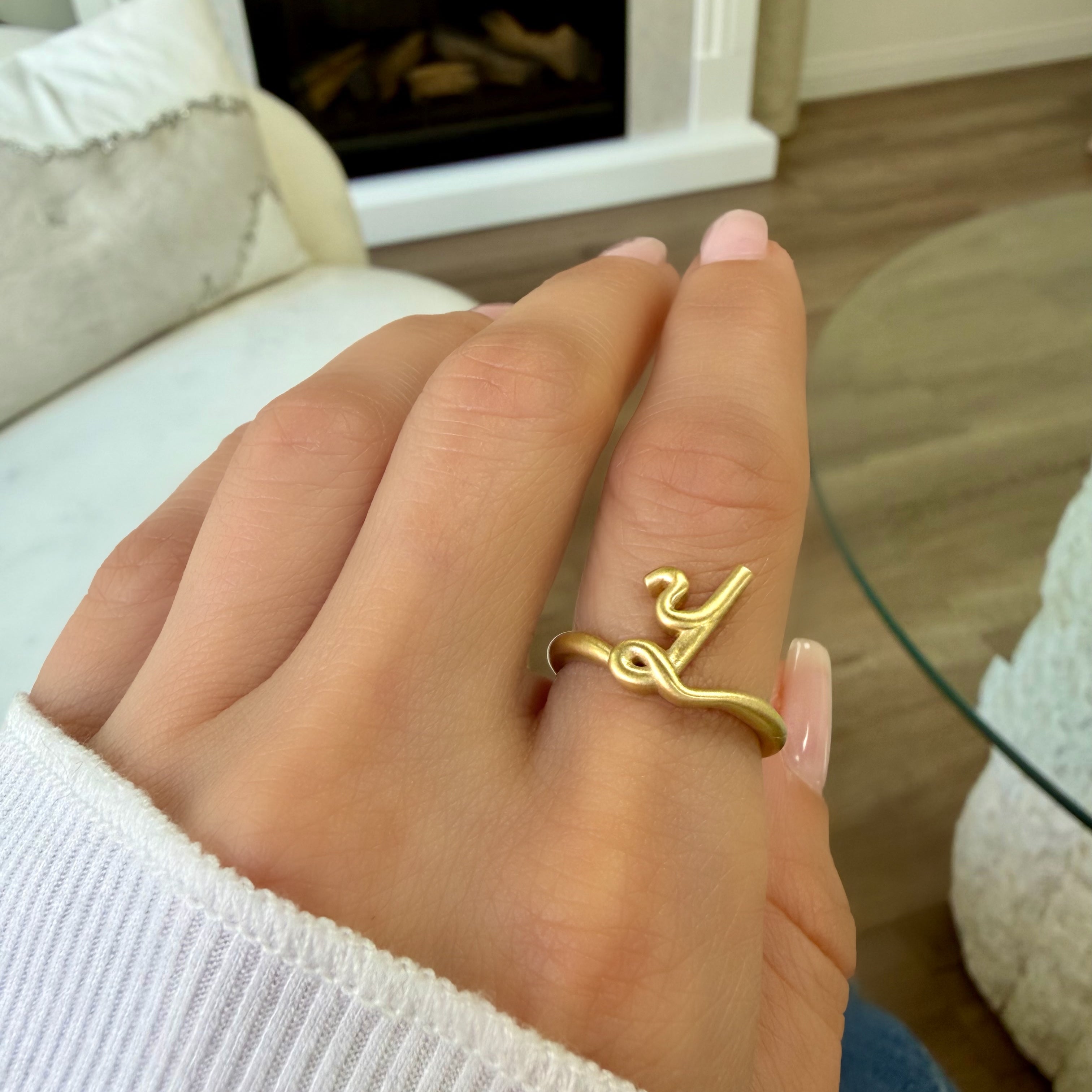 custom script armenian initial ring gold