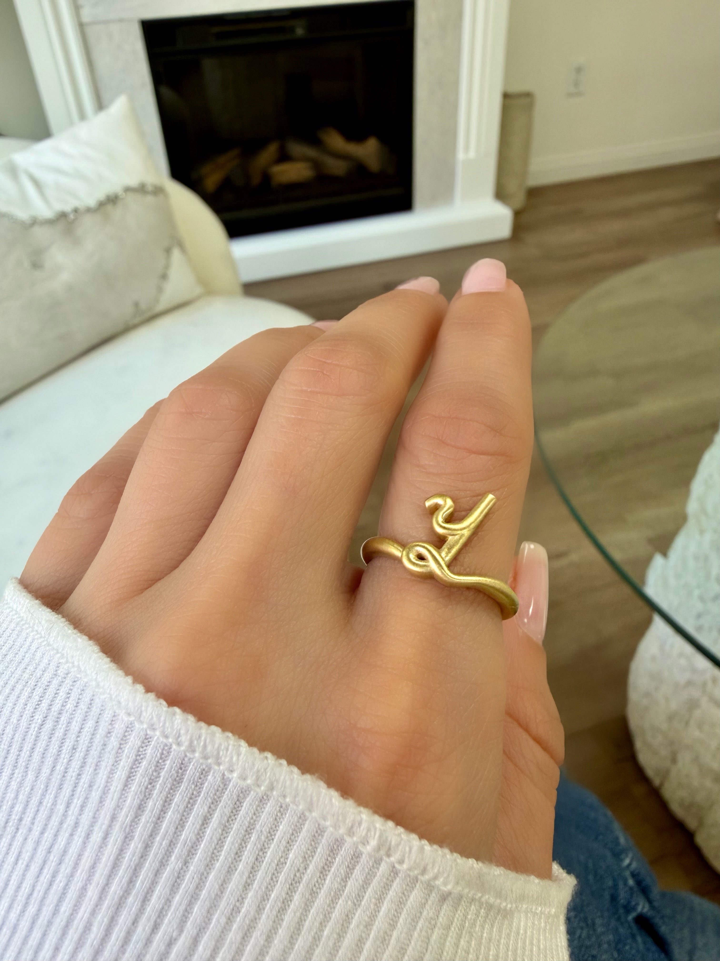 custom script armenian initial ring gold