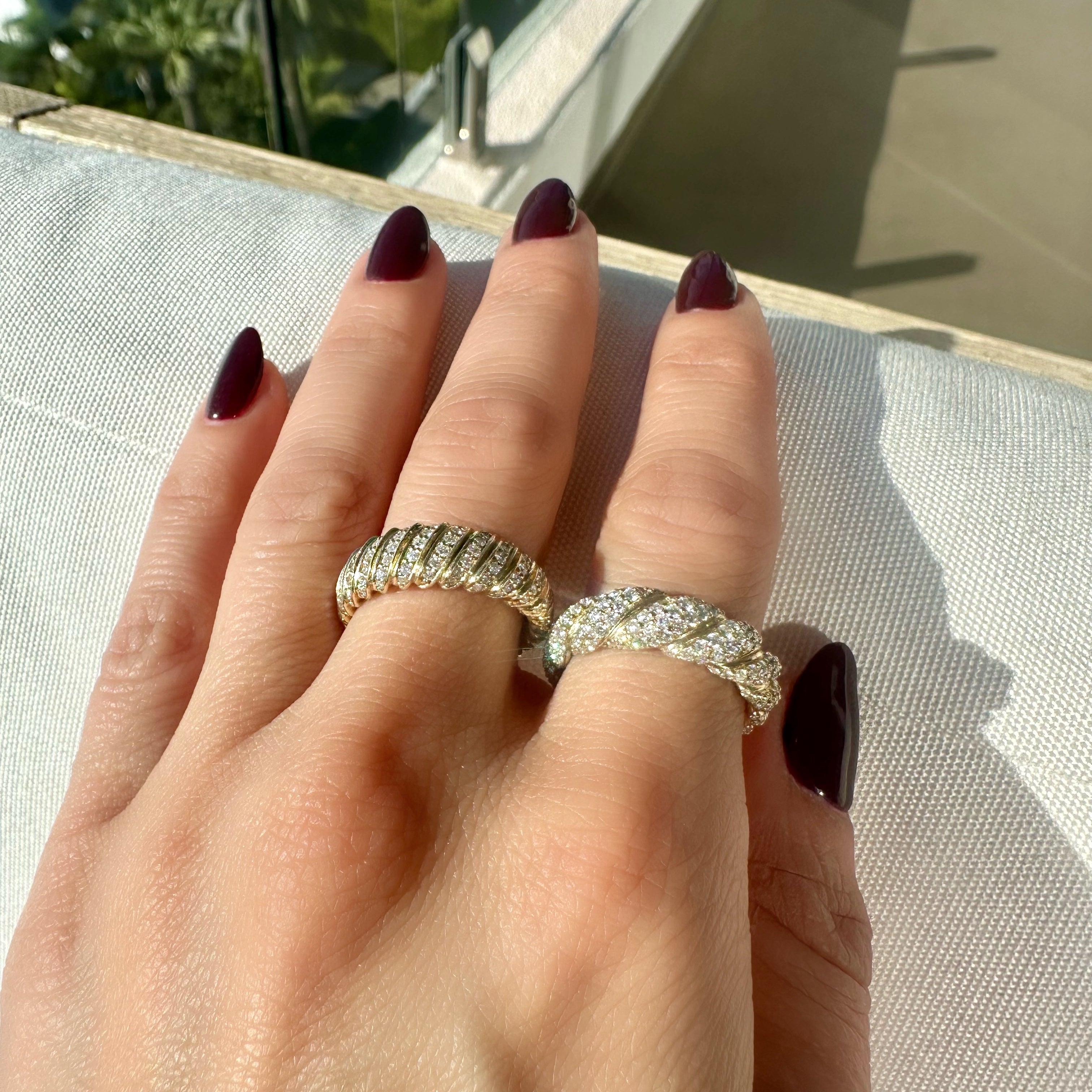 14k gold diamond croissant ring