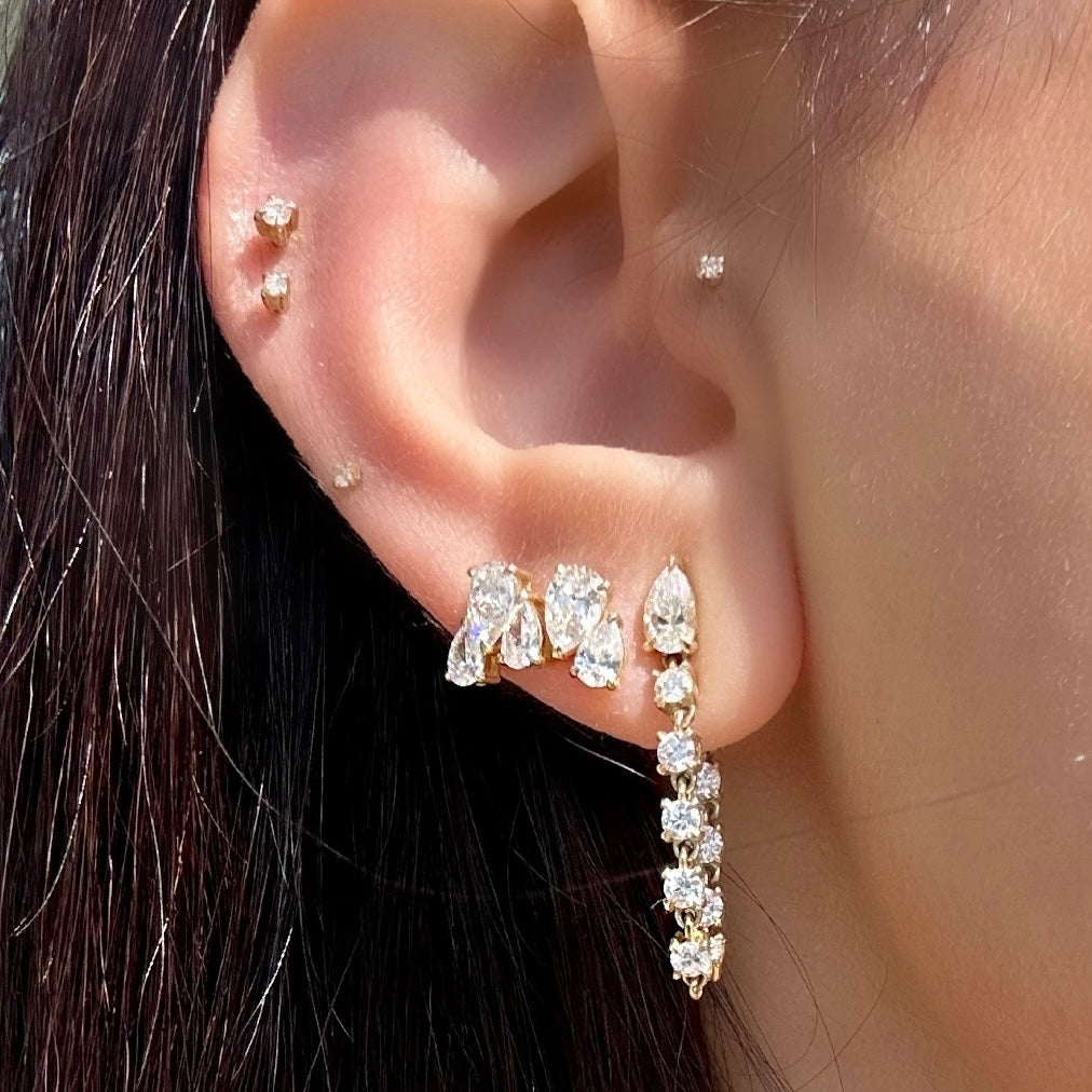 diamond loop earring with pear cut