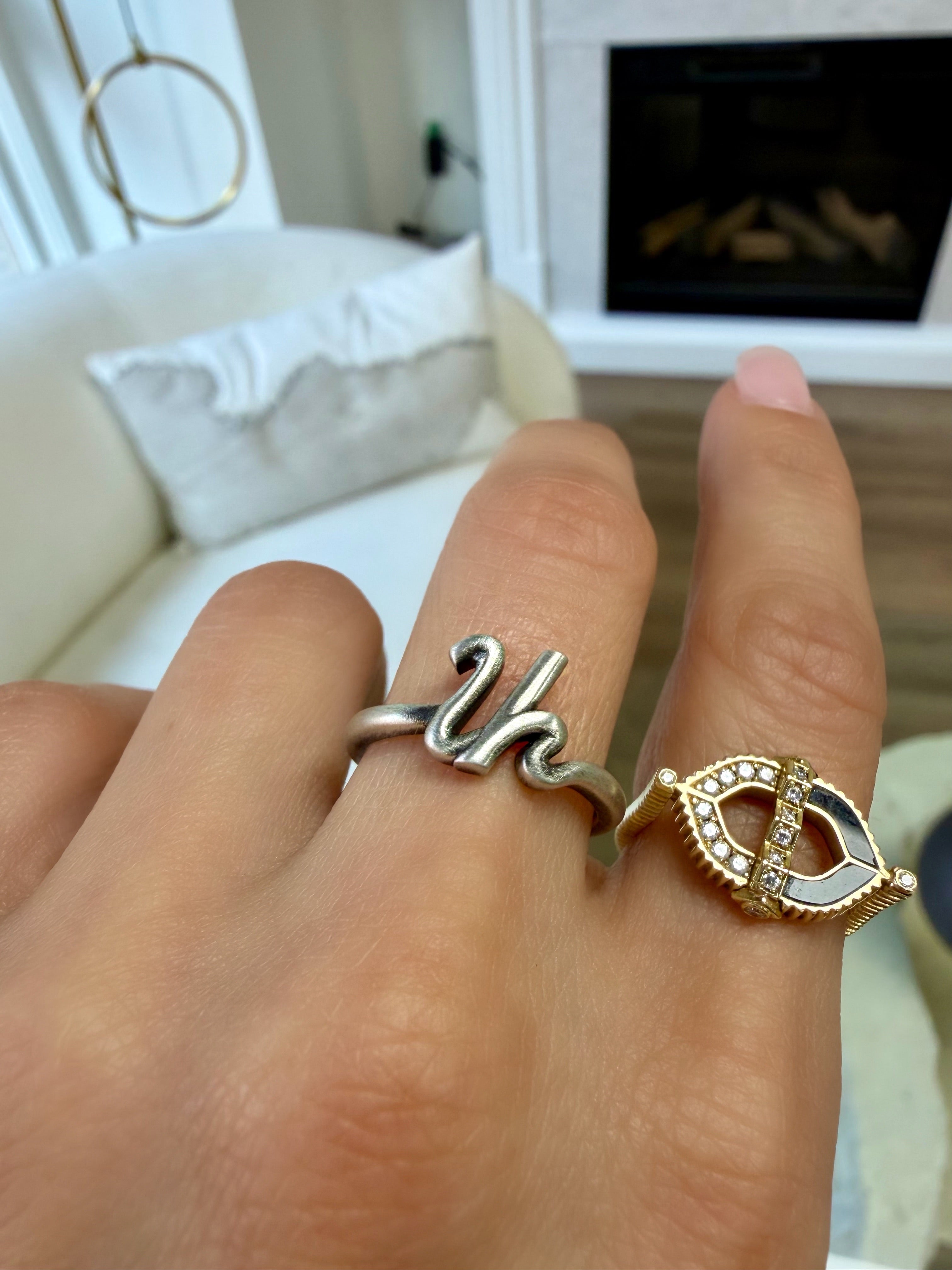 custom armenian initial ring silver