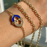 18k gold lapis lazuli bracelet with 10k gold rope chain necklace