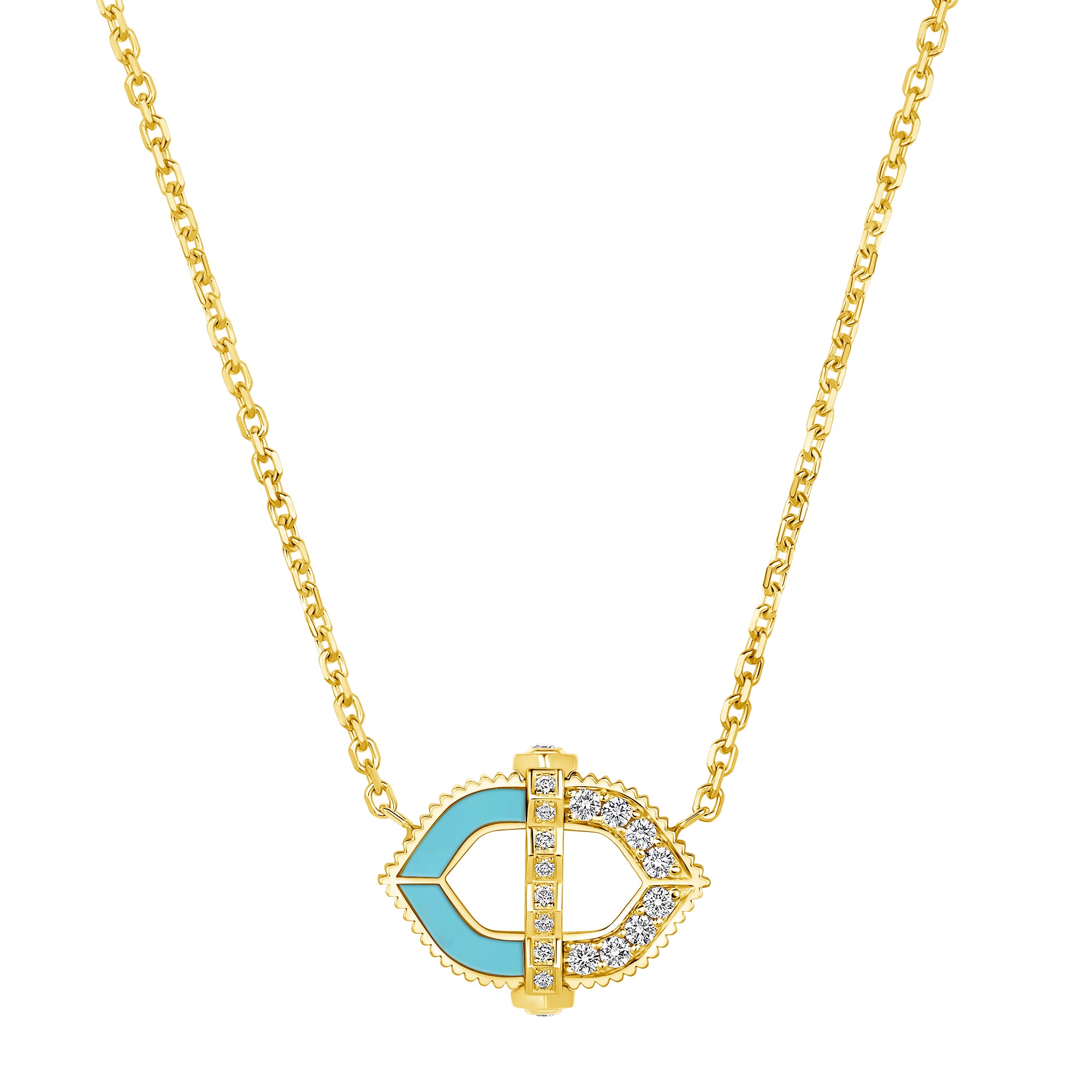 18k gold bastion necklace with diamonds and turquoise vardui kara