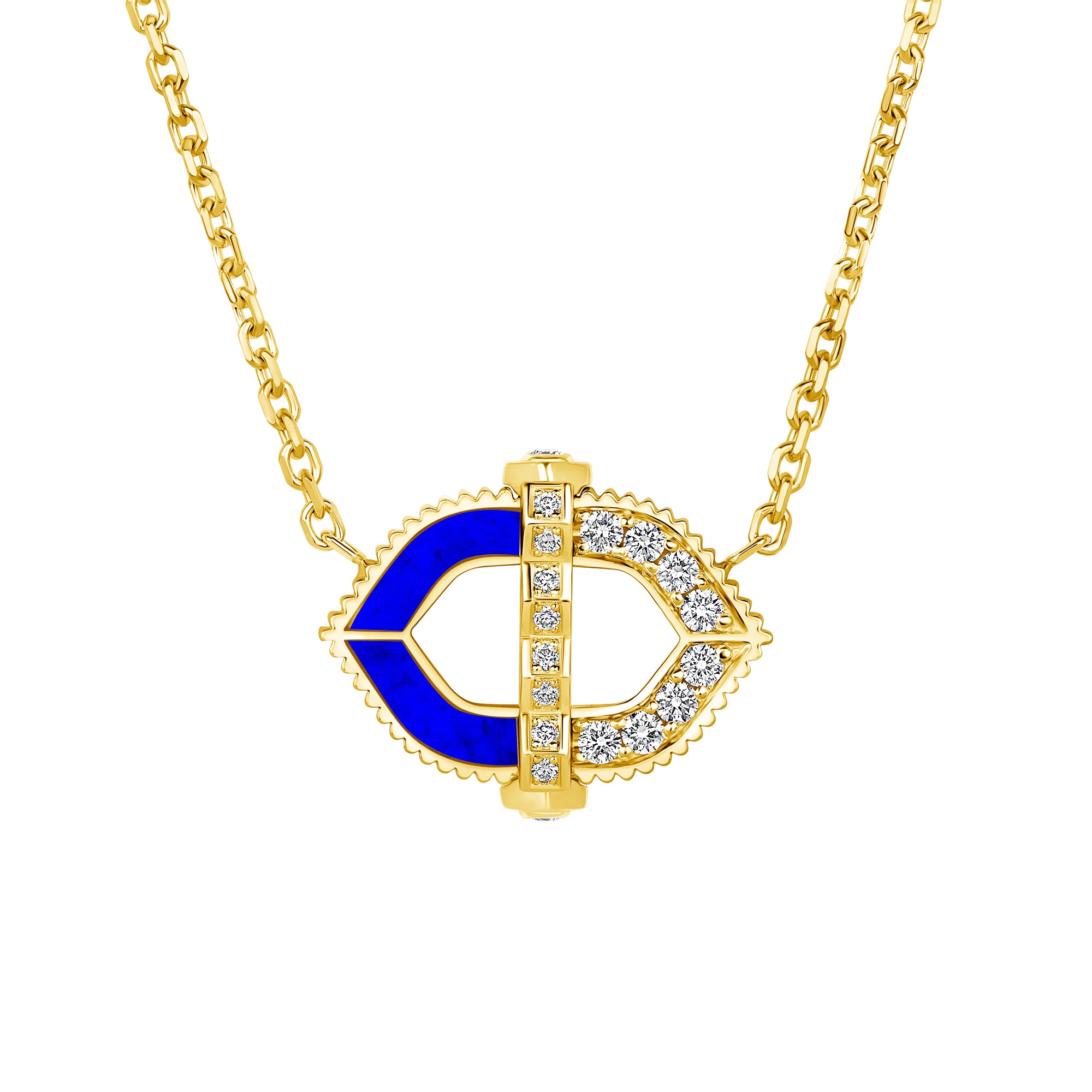 18k gold bastion necklace with diamonds and lapis lazuli vardui kara
