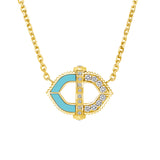 18k gold necklace with diamonds and turquoise vardui kara
