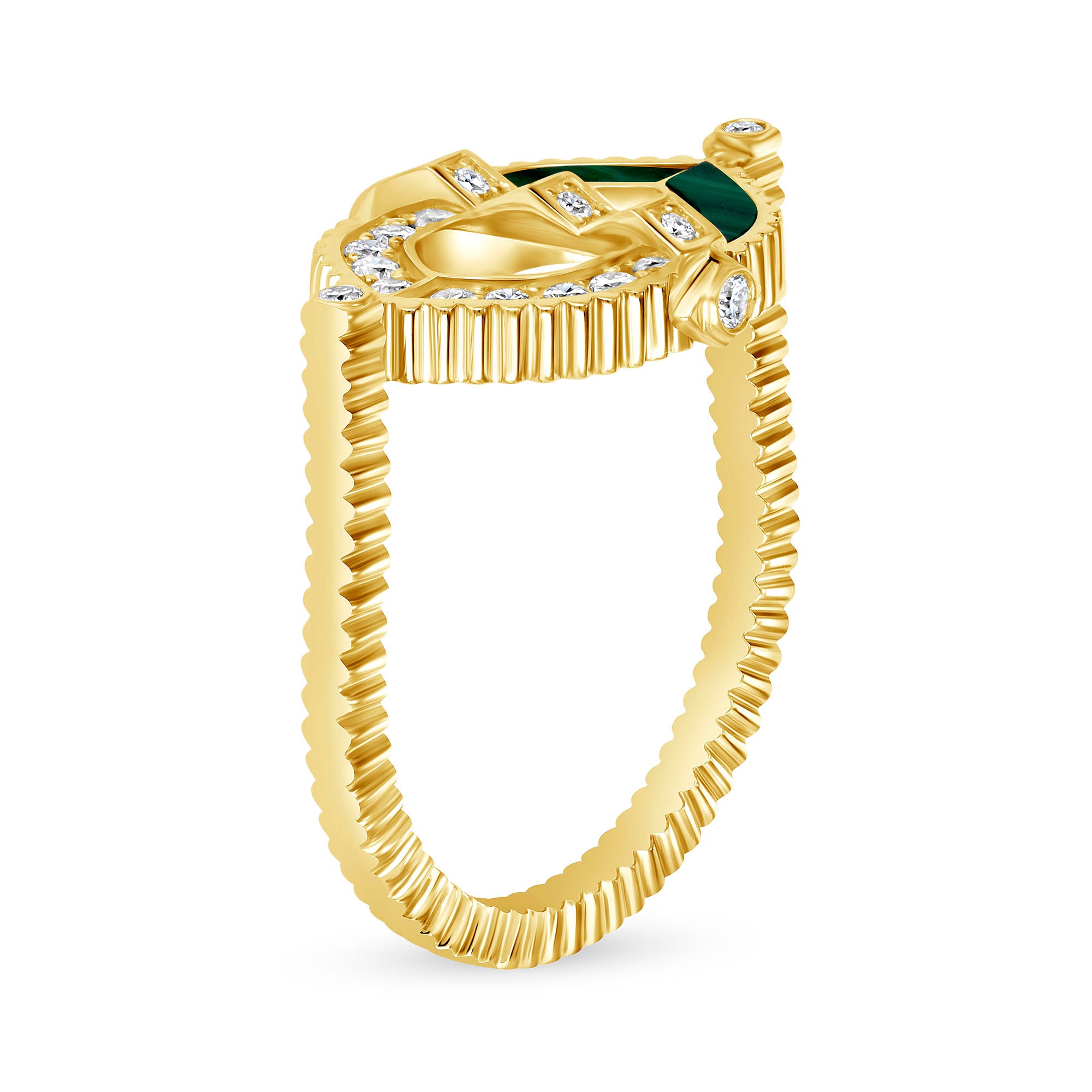 bastion ring with diamonds and malachite in 18k gold vardui kara fortress