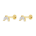 duo marquise stud earring 14k gold