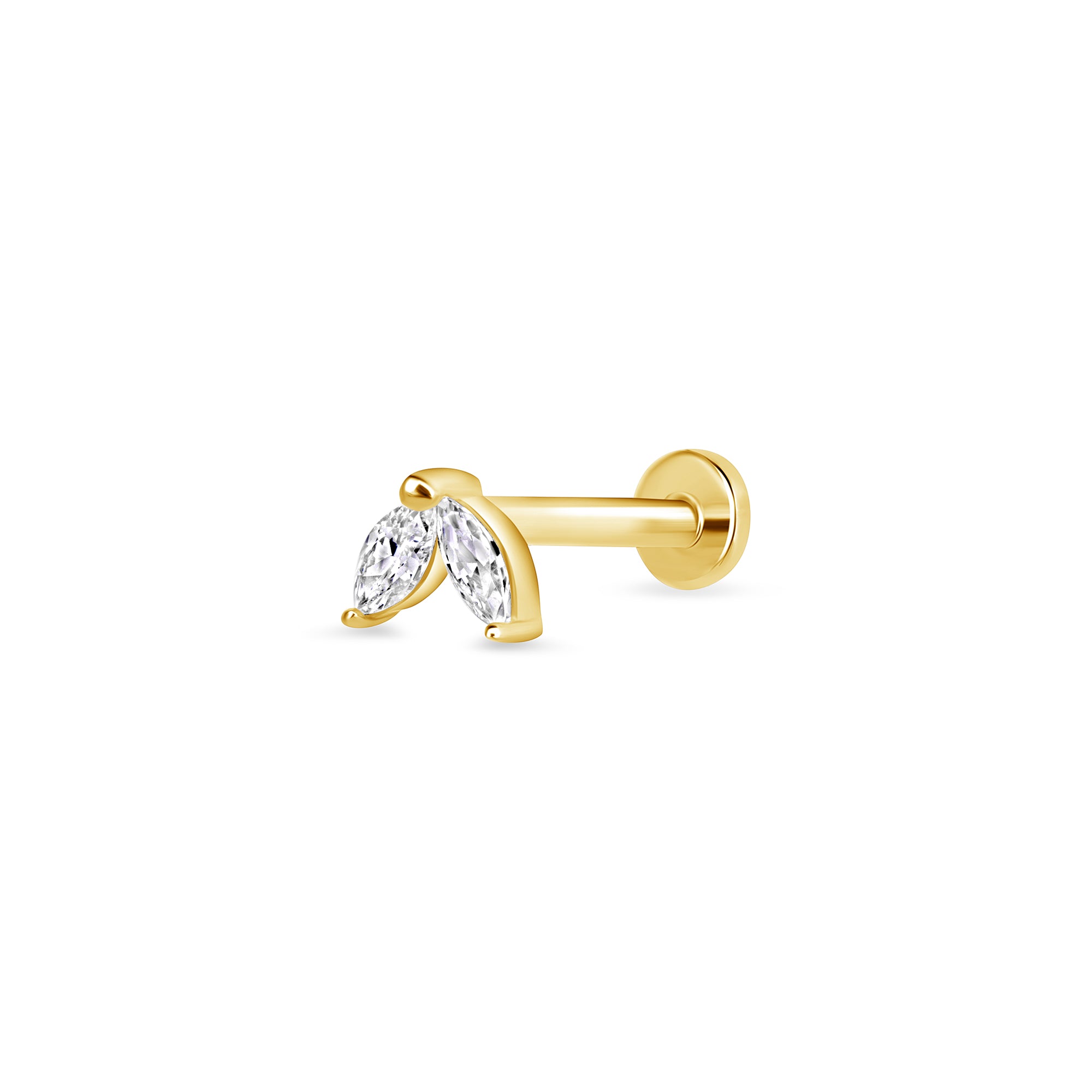 marquise diamond stud earring 14k gold