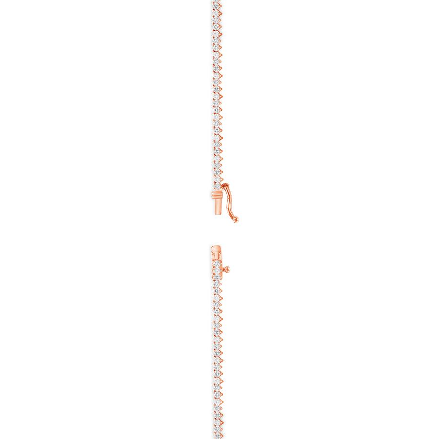 three prong tennis necklace 14k rose gold