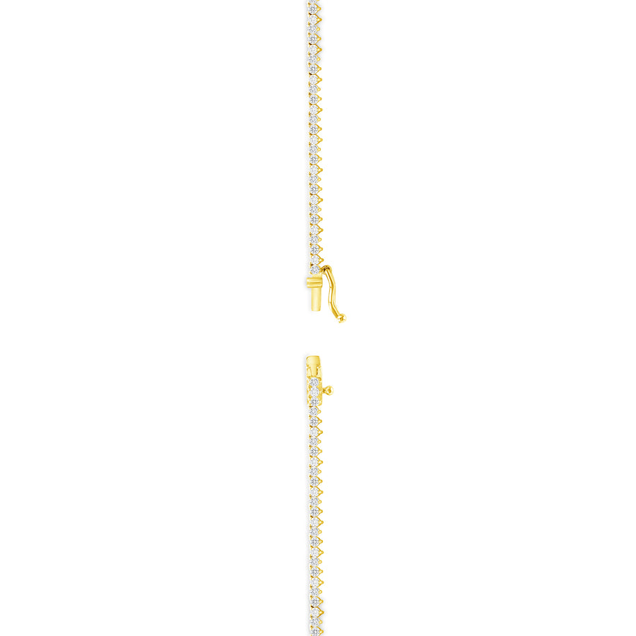 three prong tennis necklace 14k yellow gold