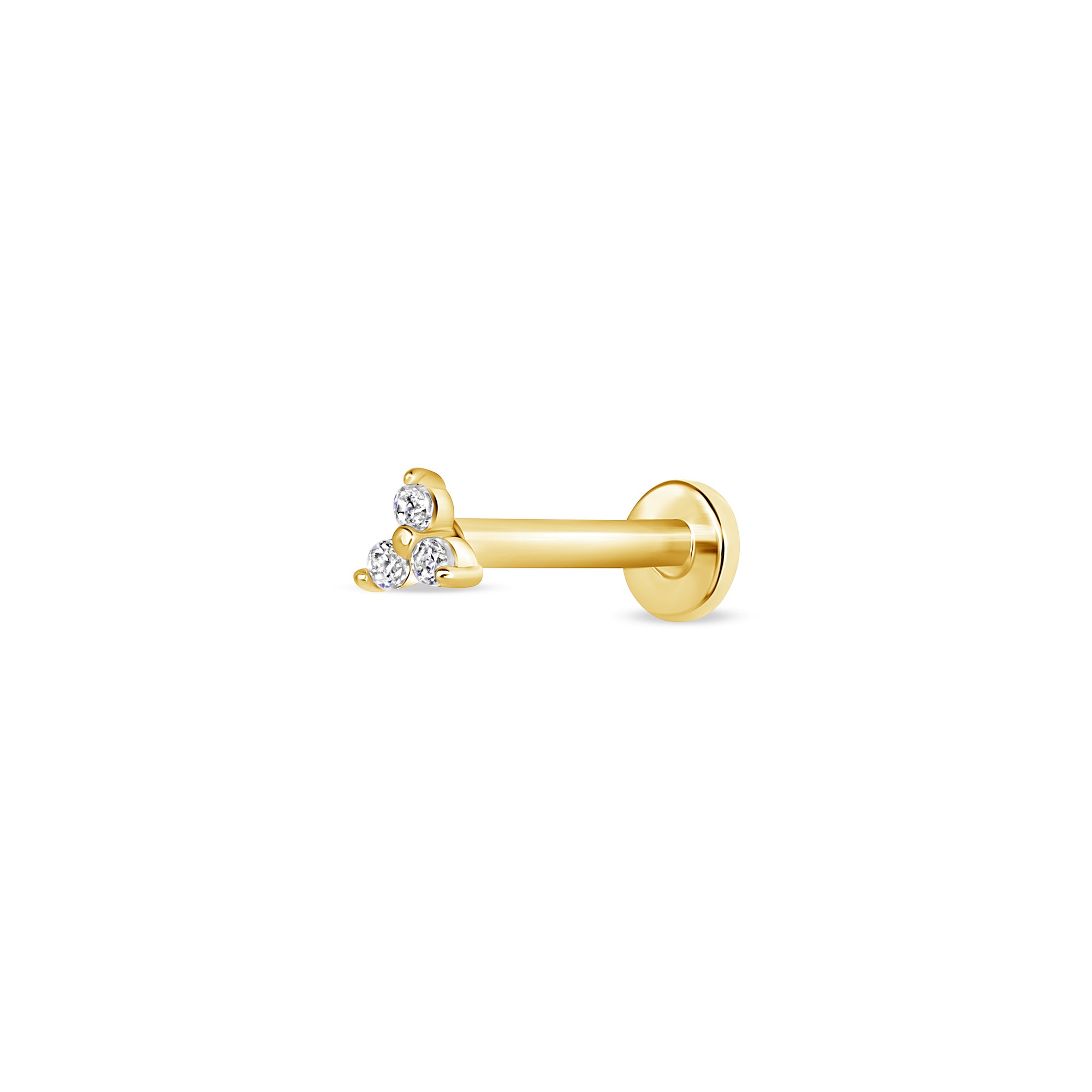 trio diamond stud earring 14k gold