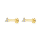 trio diamond stud earring 14k gold