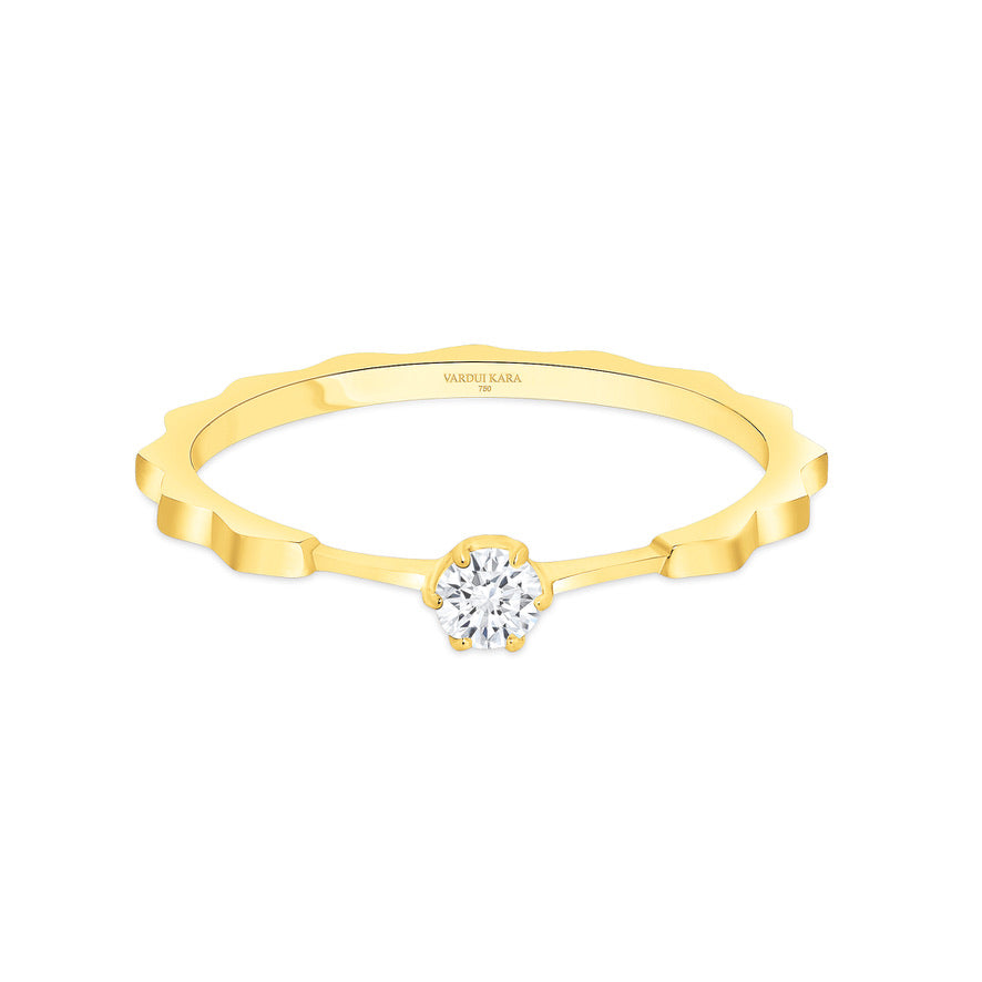 fortress solitaire diamond ring 18k yellow gold vardui kara