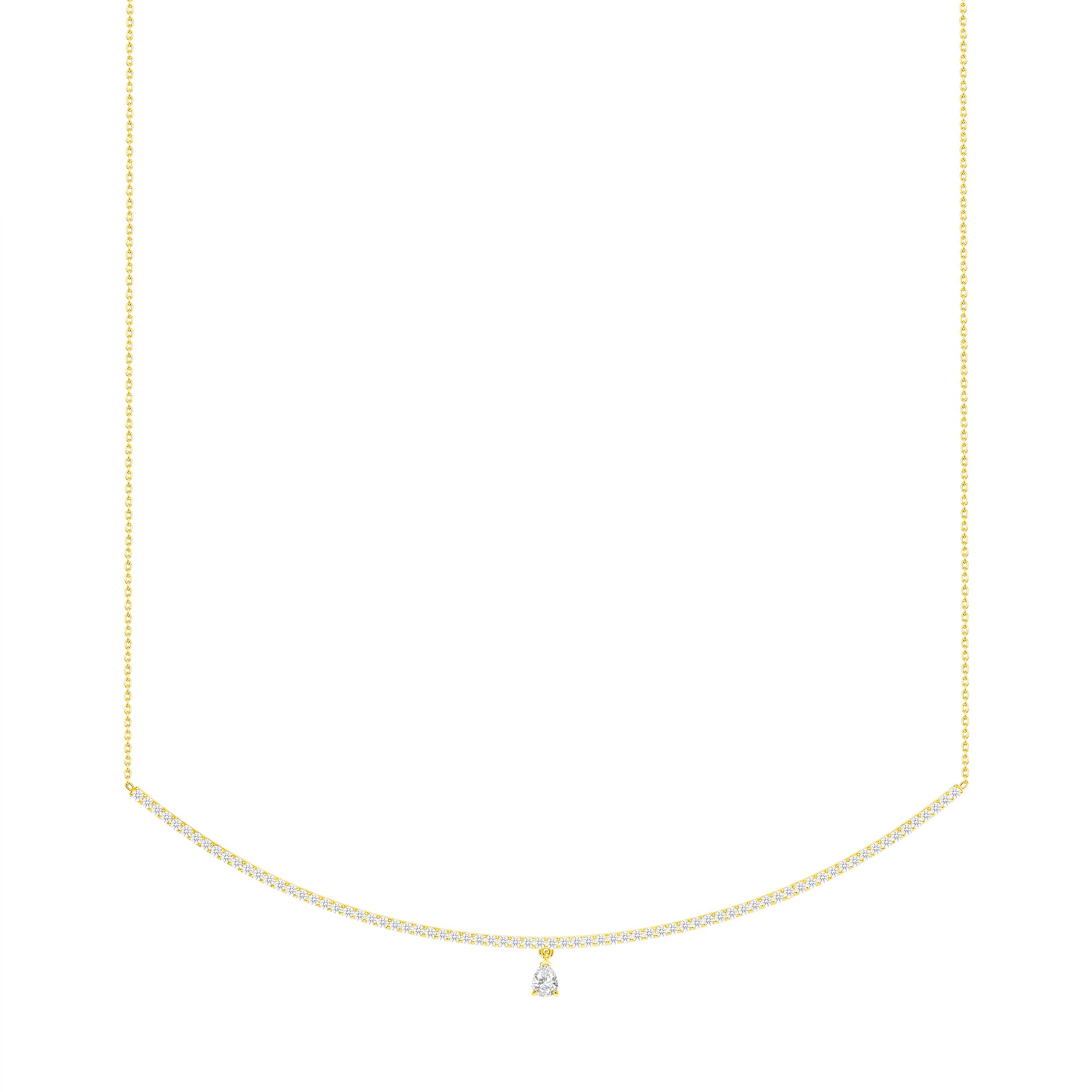 diamond curve bar with teardrop 14k gold vardui kara