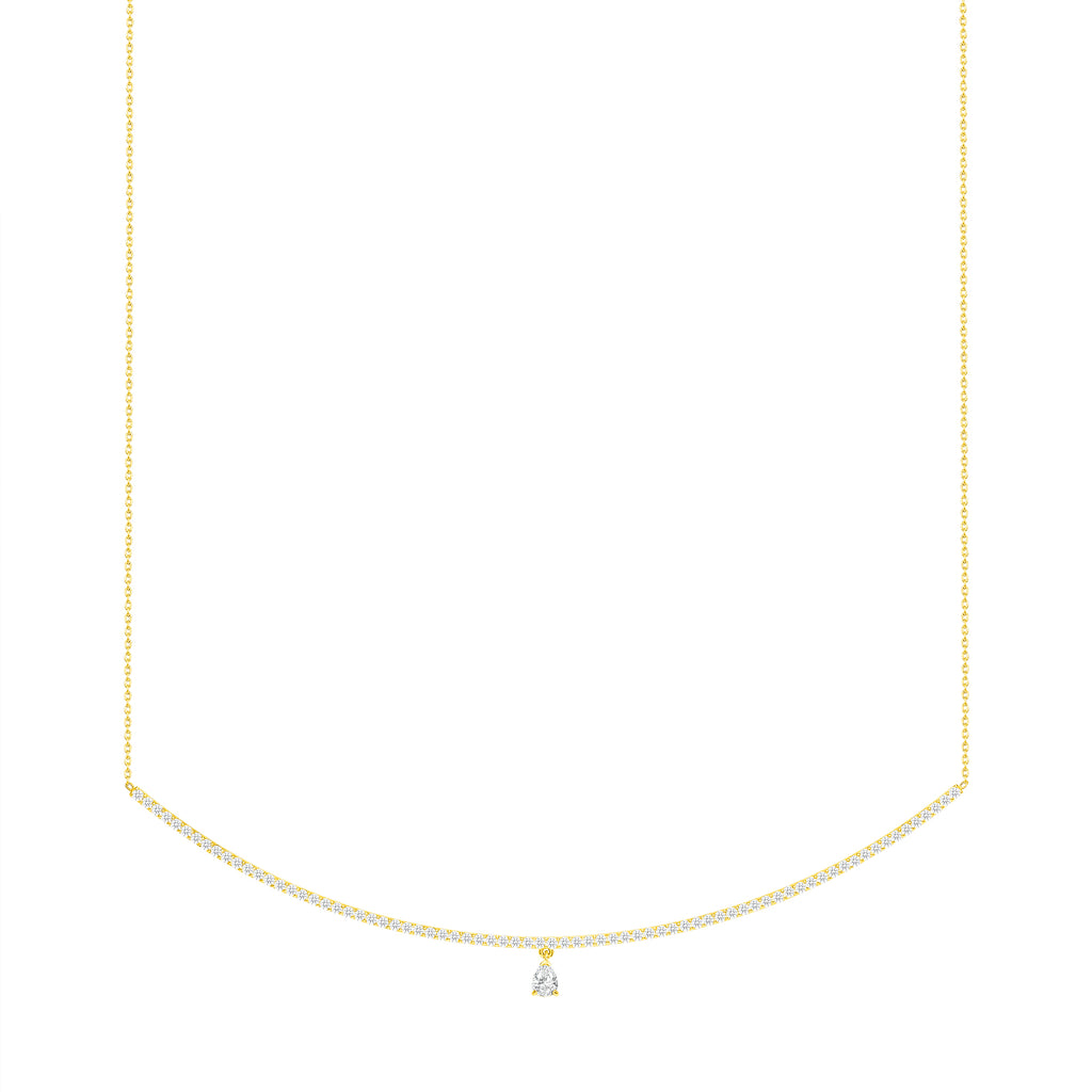 diamond curve bar with teardrop 14k gold vardui kara
