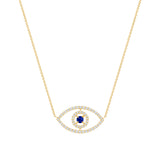 diamond evil eye necklace with blue sapphire 14 karat gold vardui kara