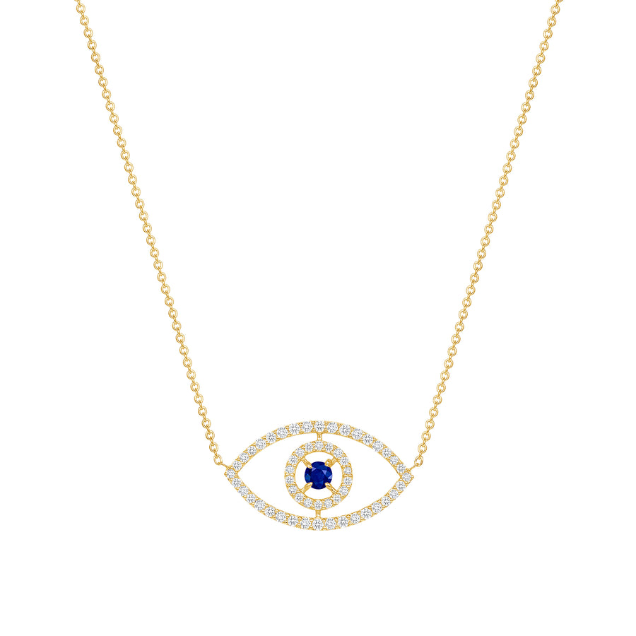 diamond evil eye necklace with blue sapphire 14 karat gold vardui kara