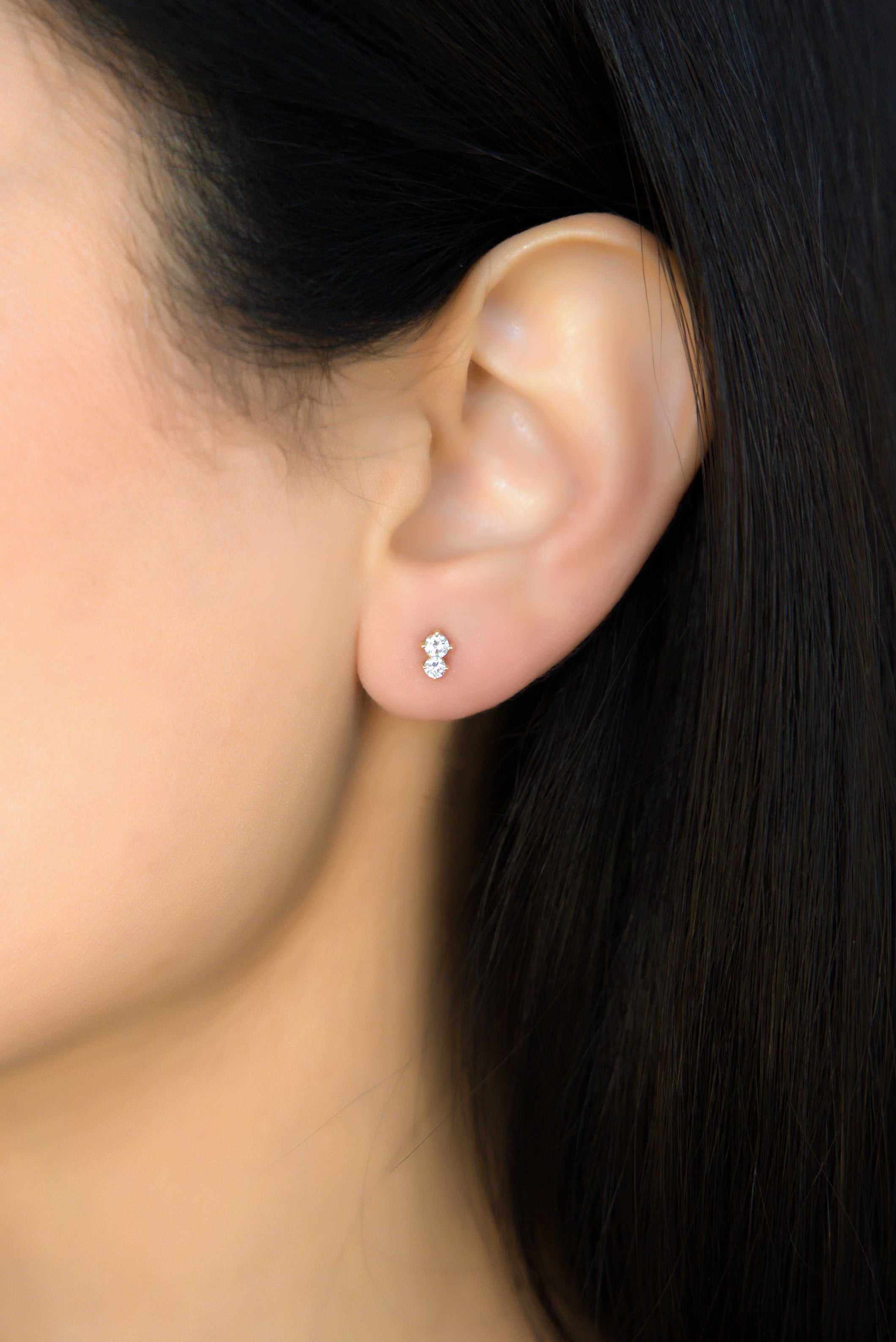 2 stone diamond overlay stud earring vardui kara