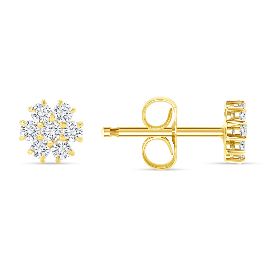 diamond flower stud earring in 14 karat gold vardui kara