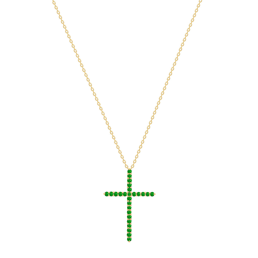 14k gold cross necklace with emeralds vardui kara