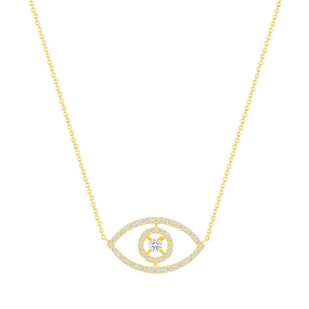 diamond evil eye necklace 14k gold vardui kara