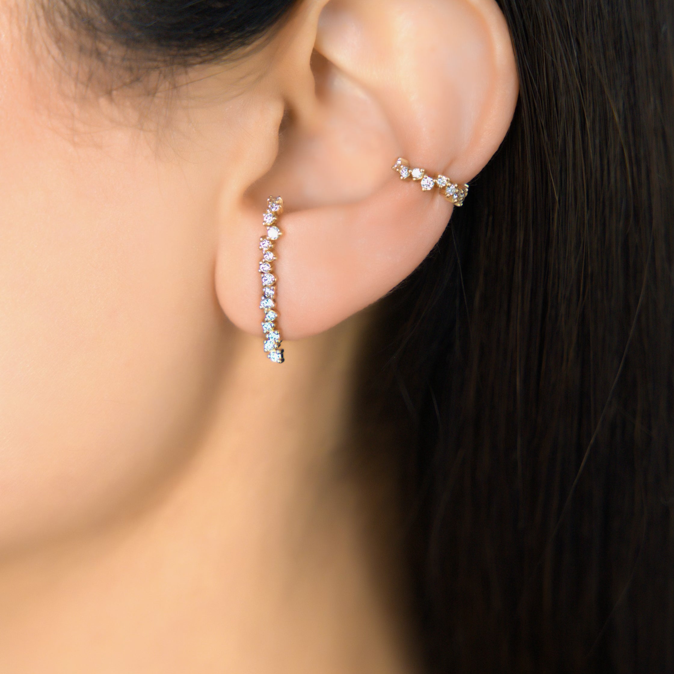 cluster diamond earring cuff