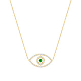 14 karat gold diamond evil eye necklace with emerald vardui kara