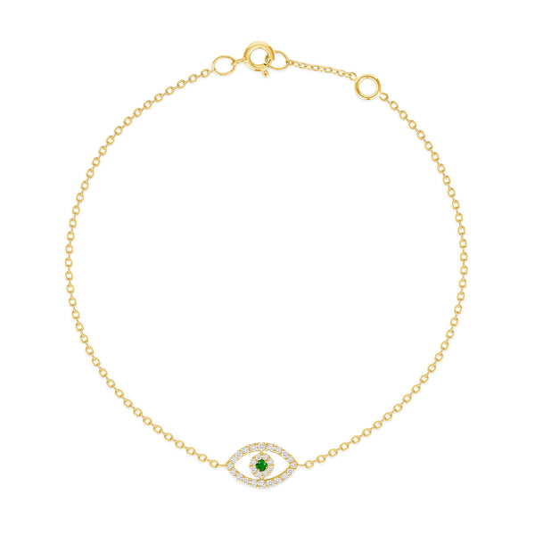 Diamond evil eye with Emerald Bracelet