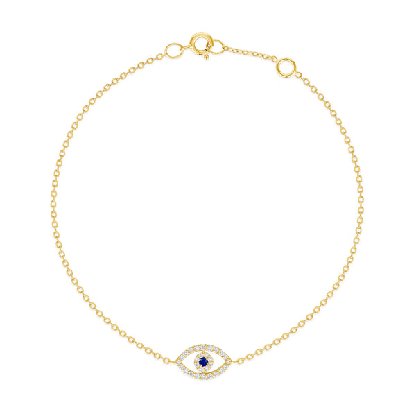 14k gold diamond evil eye necklace with blue sapphire vardui kara