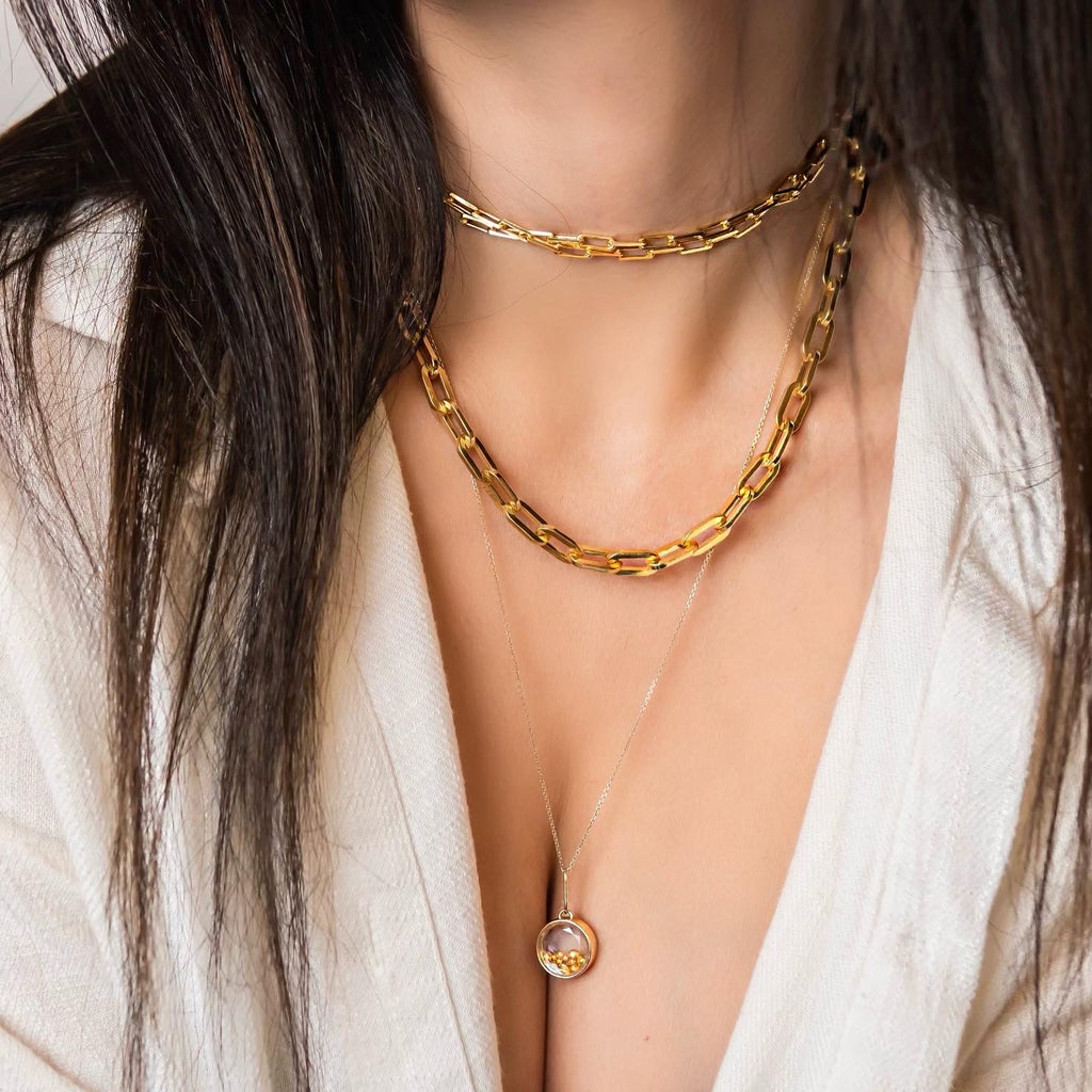 crystal pendant necklace with 24 karat gold vardui kara