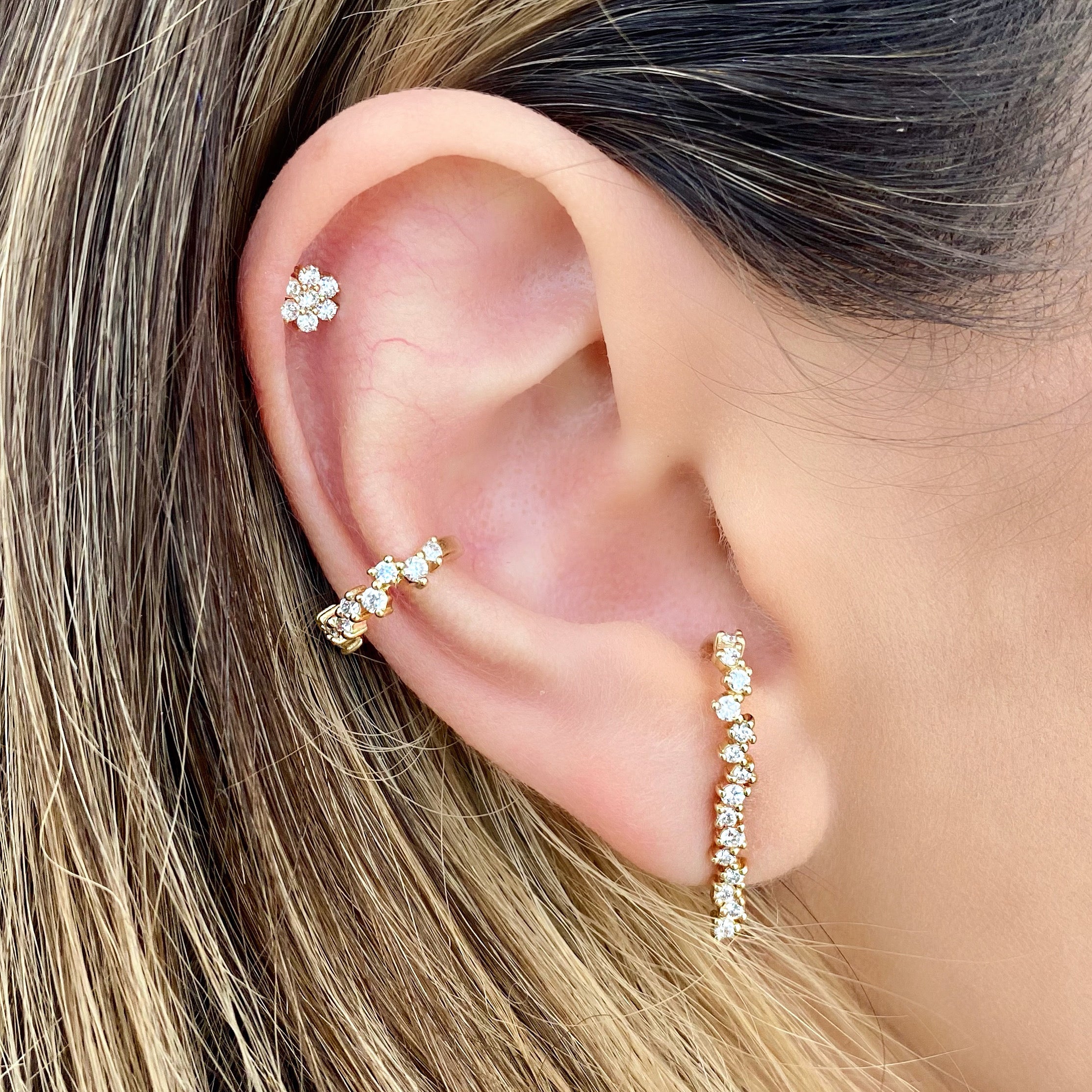 freeform diamond constellation ear cuff