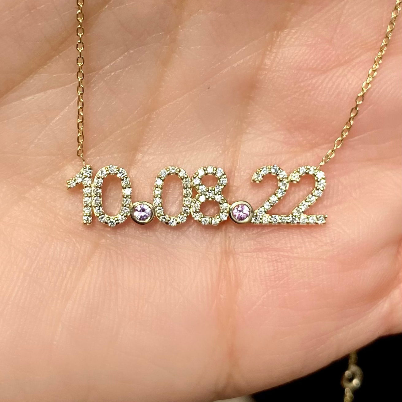 diamond custom date date necklace with birthstone vardui kara