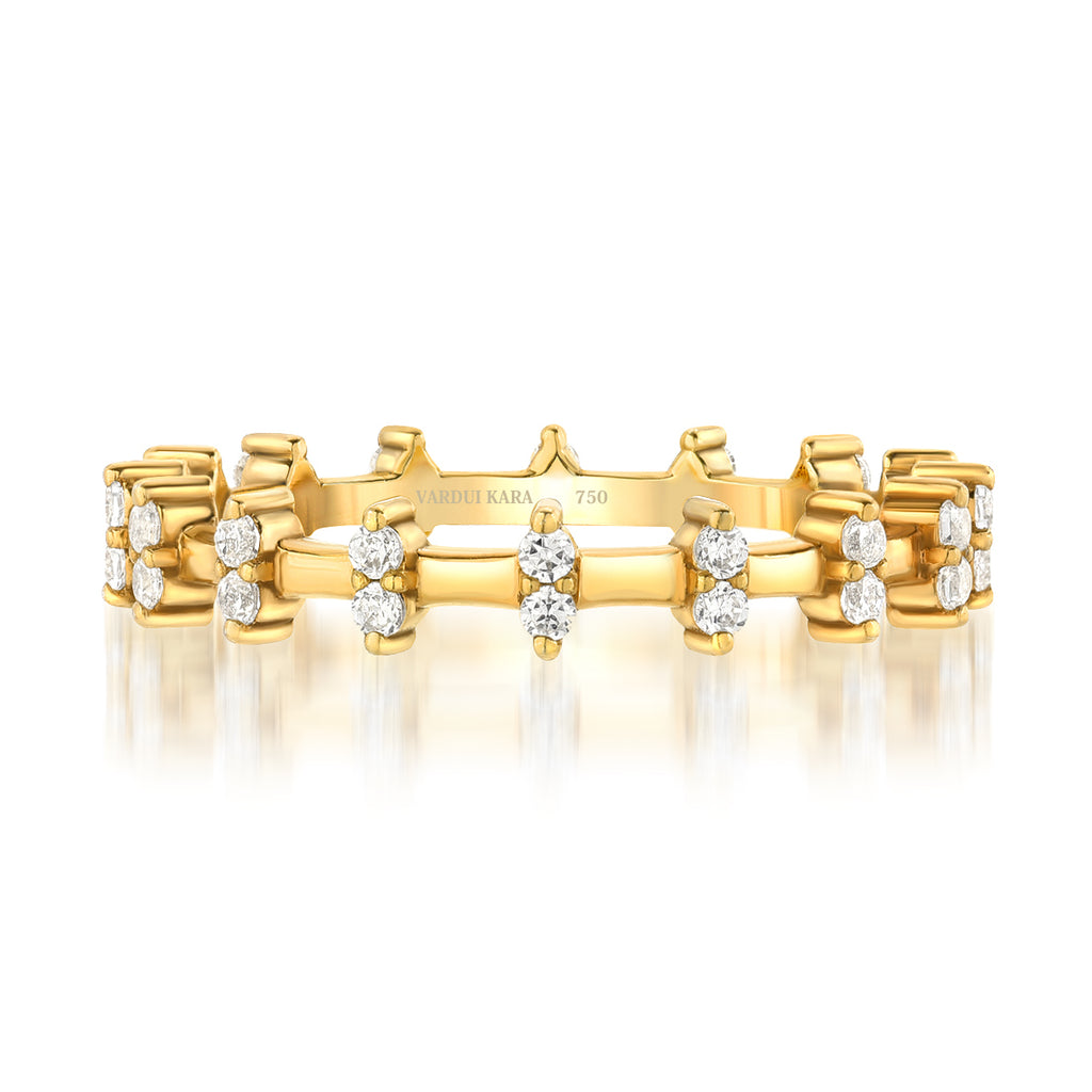 Mini Merlon Diamond Ring 18K Yellow Gold