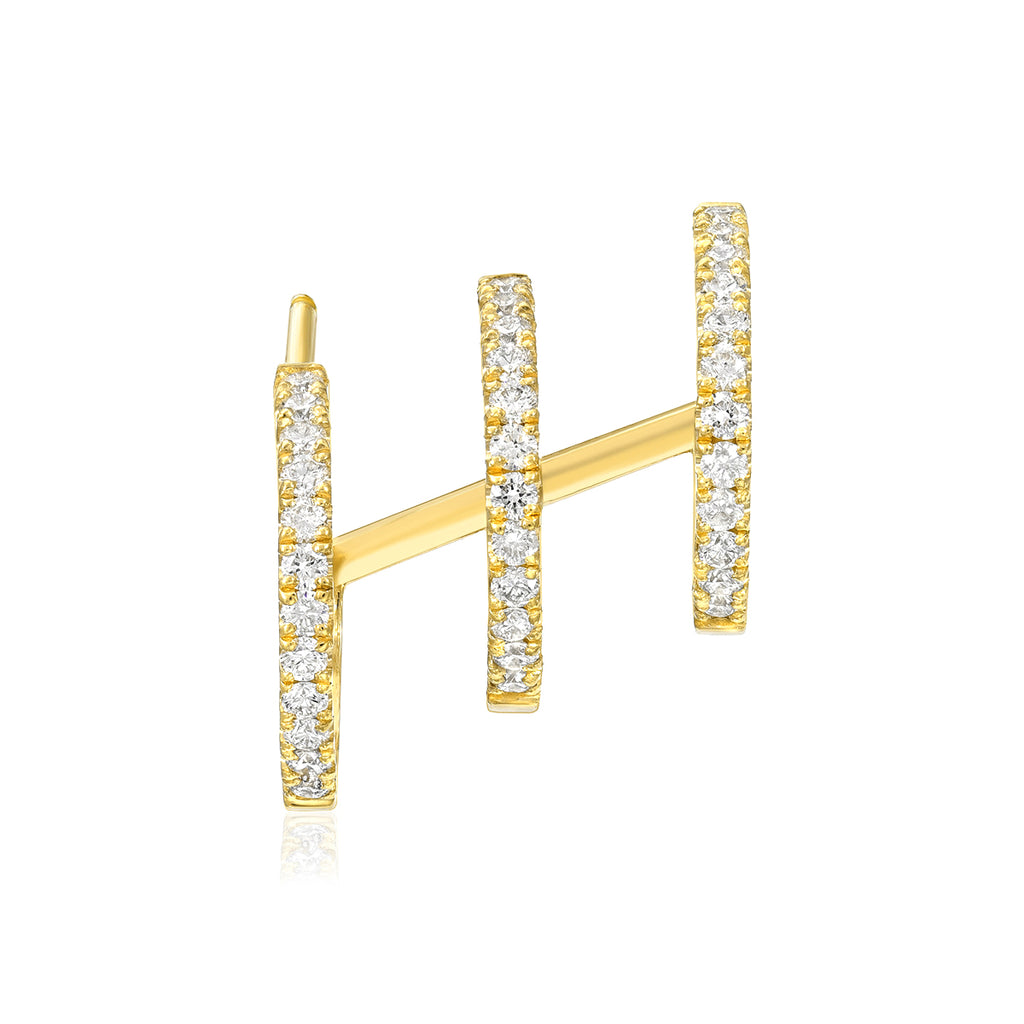 triple diamond hoop earring vardui kara