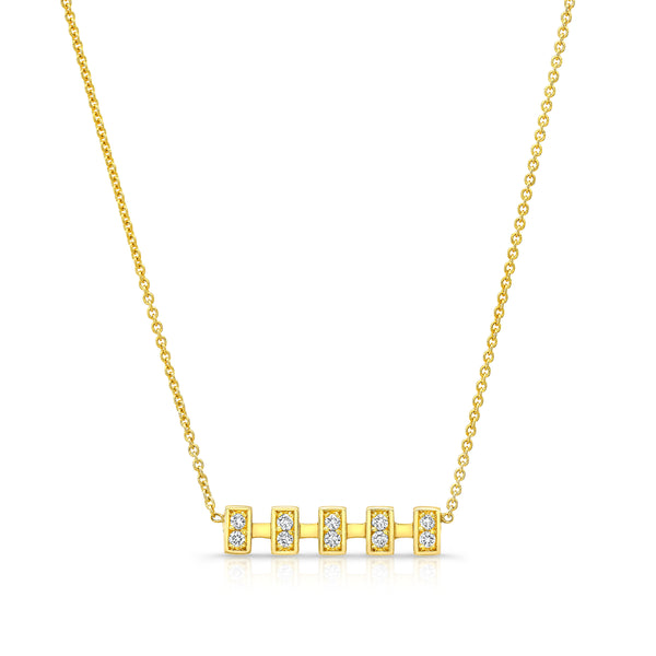Merlon Diamond Gold Bar Necklace