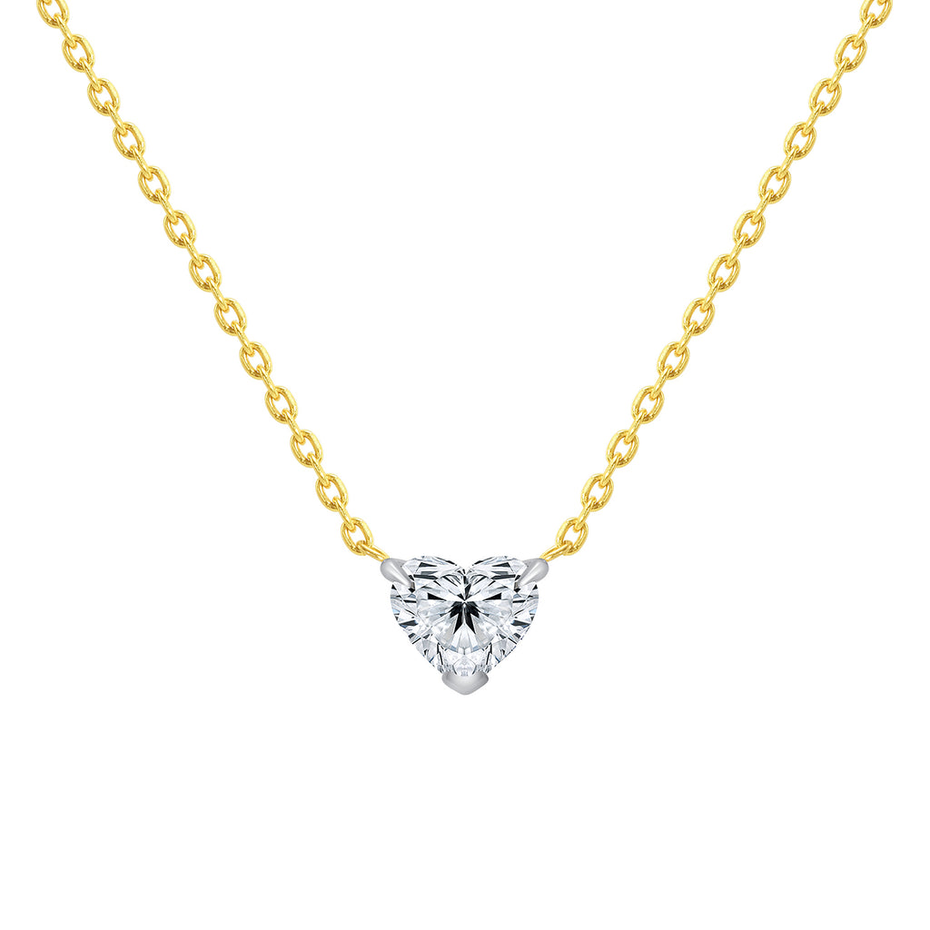heart shaped diamond necklace 0.30 carats 14 karat gold